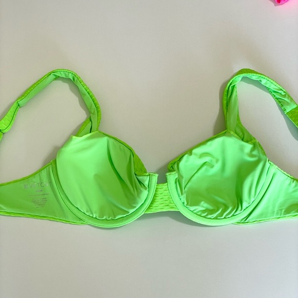Vetchy Laguna Bikini Two Piece Swimsuit Neon Green Top Hot Pink Botton M/L - Picture 7 of 15